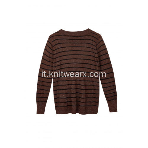 Pullover girocollo a righe in maglia di lurex da donna